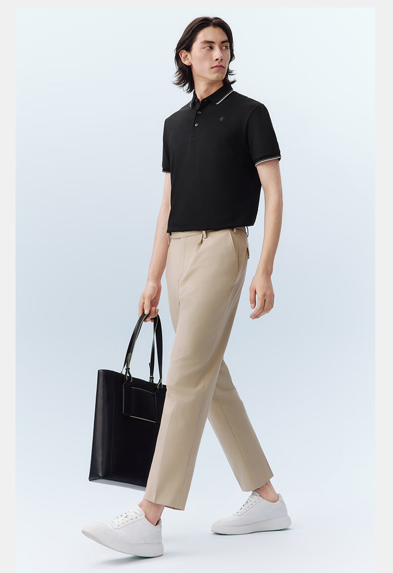 Hodo [Lin Gengxin's Style] Modal Silk Short-Sleeve Cool-Feeling Antibacterial Polo Shirt, Turn-Down Collar T-Shirt 32