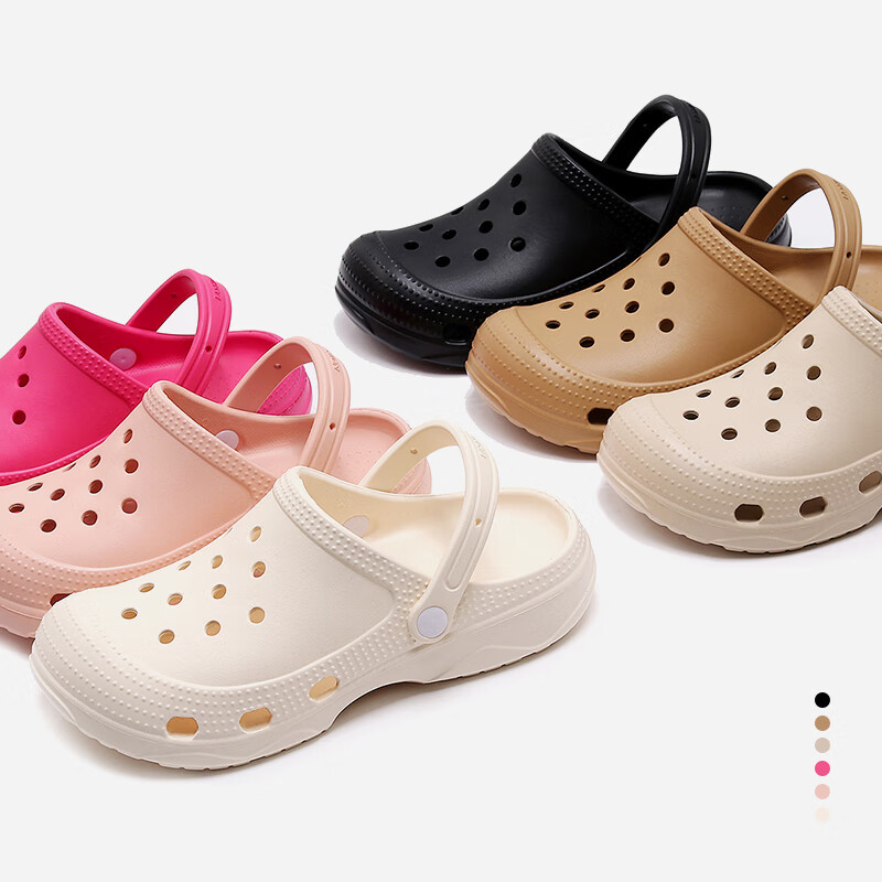 GUOLUOFEI Extra-Large Perforated Shoes for Men, Non-Slip Soft Sole, Closed-Toe Beach Sandals, Trendy Outdoor Slippers for Women, Black, Size 35-36
