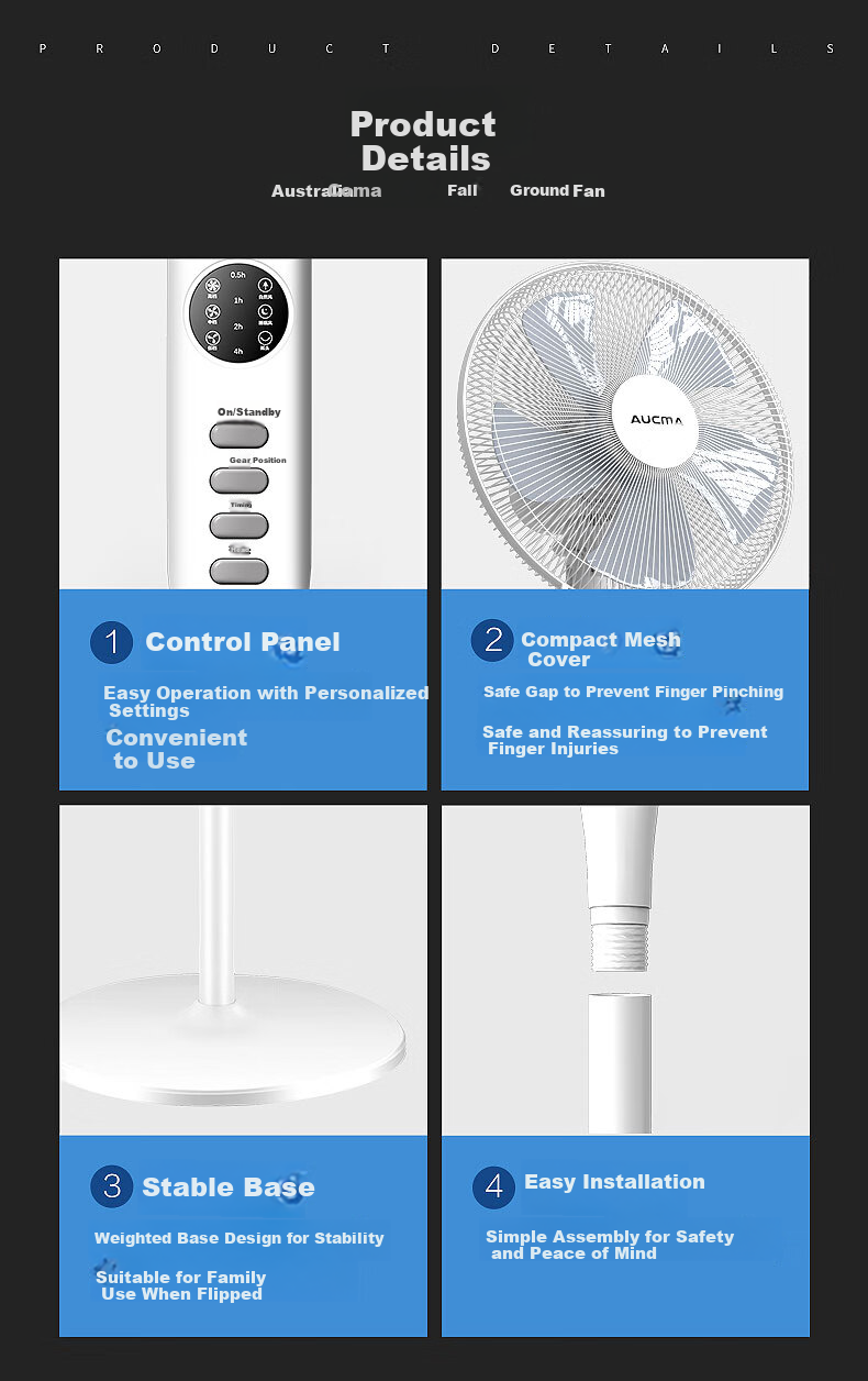 AUCMA Large Metal Mesh Remote Control Floor Fan/electric Fan/home Office Fan/table Fan/quiet Electronic Timer Low Noise Air Circulation Desktop Small Fan 905(Y) 6