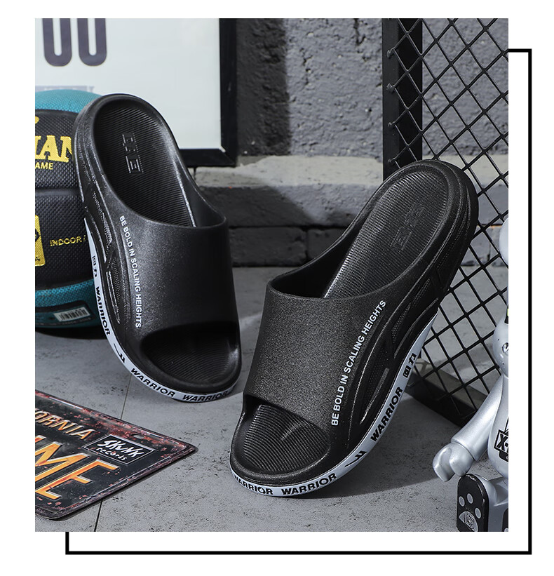 Warrior Men's Non-Slip Deodorizing Sandals, Comfortable Summer Outdoor Indoor Home Bathroom Slippers 3B22 White And Black 44-45 4
