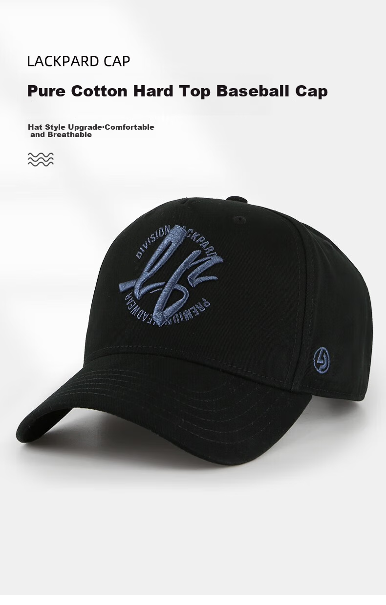 LACKPARD Men's Baseball Cap, Spring And Summer Hard Brim Visor Hat, Sun Protection Cap for All Seasons, Outdoor Couple's Hat, Adjustable, Navy Blue 1