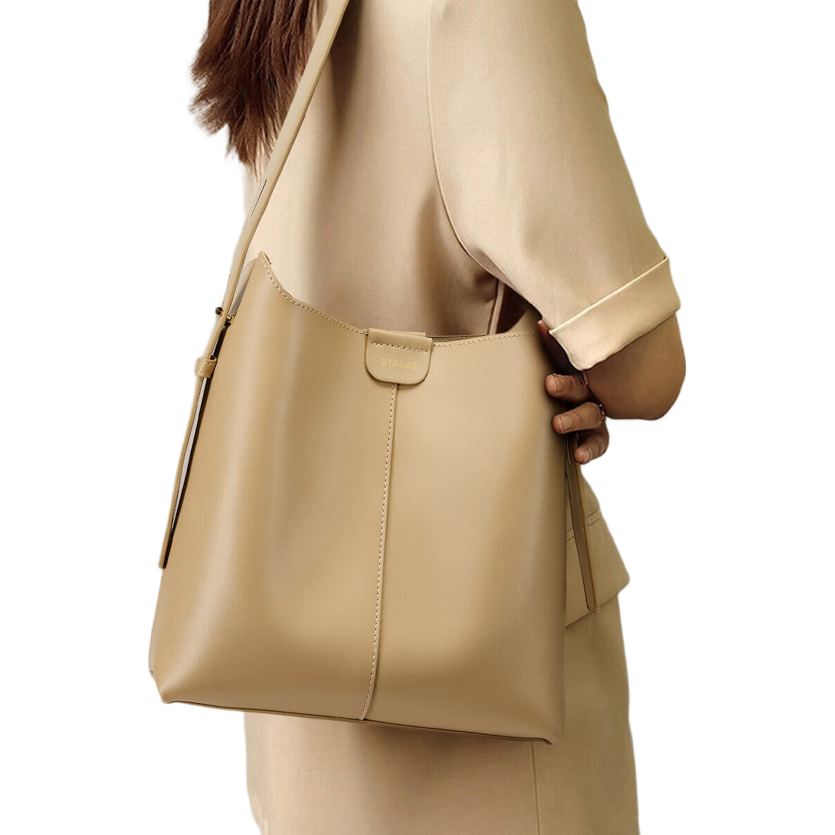 St&Sat Large Capacity Tote Bag Shoulder Crossbody Bag Bucket Bag Work Commute Bag 520 Gift