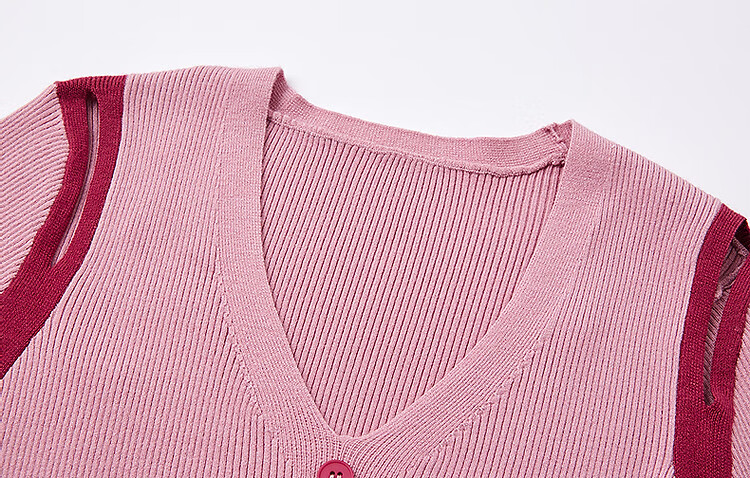 Dme [Soft Cloud Feel] Summer French Off-Shoulder V-Neck Sweater, Hollow-Out Contrasting Color Long-Sleeve Comfortable Knit Top for Wome 7