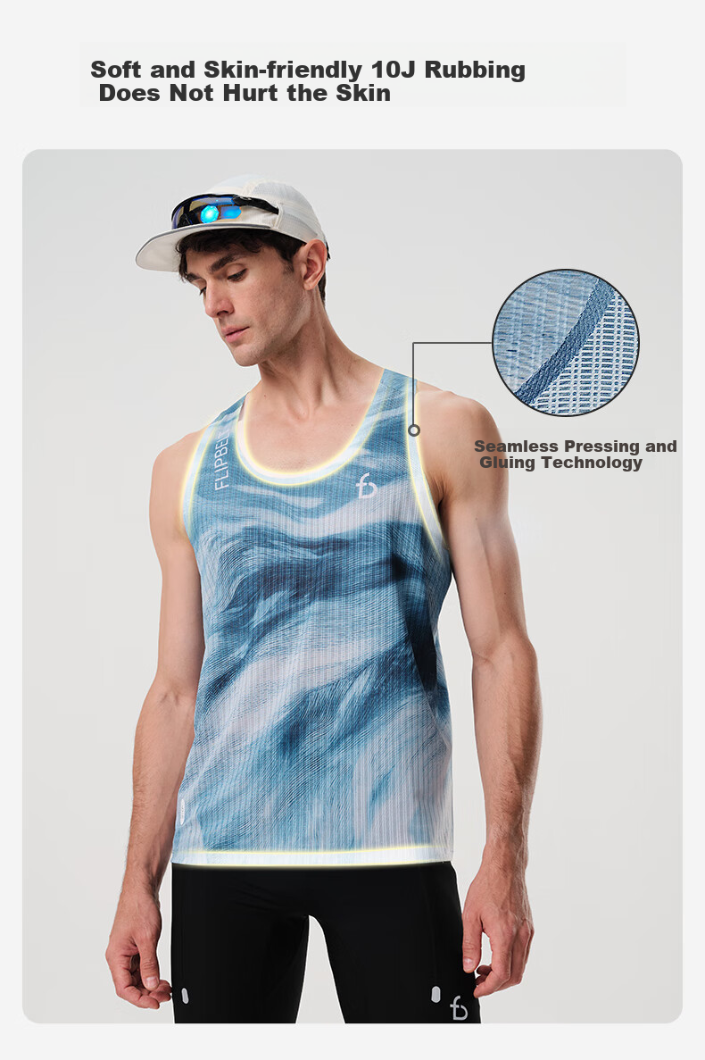 Flipbelt [Chromosome Vest 2.0] Men's Sports Quick-Dry Shirt Breathable Lightweight Marathon Running Element Blue L 5