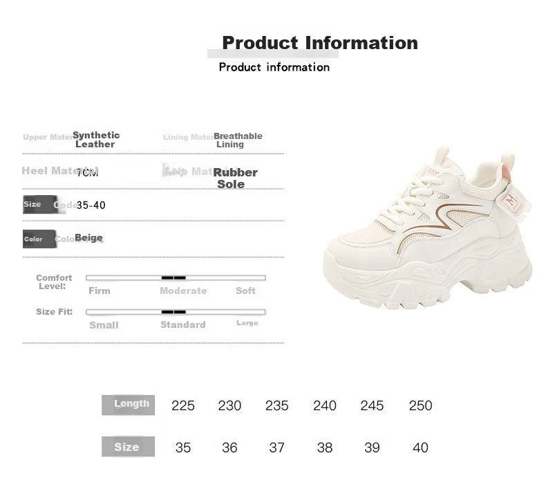 CARTELO Women's Height-Increasing Dad Shoes with Breathable Mesh, Casual Sports Sneakers for Women, 1570 Beige, Size 36 4