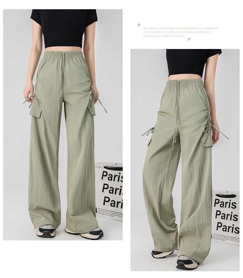 LangSha Women's Cargo Pants with Drawstring for Petite Figures, Lightweight Summer 2025 Butterfly Bow Casual Quick-Dry Trousers Paratrooper Pants 20