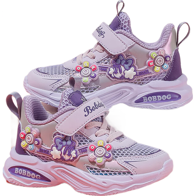 BOBDOG Girls' Summer Breathable Dad Shoes, Children's Sneakers, 103552118, Candy Purple/rose Purple, Size 28