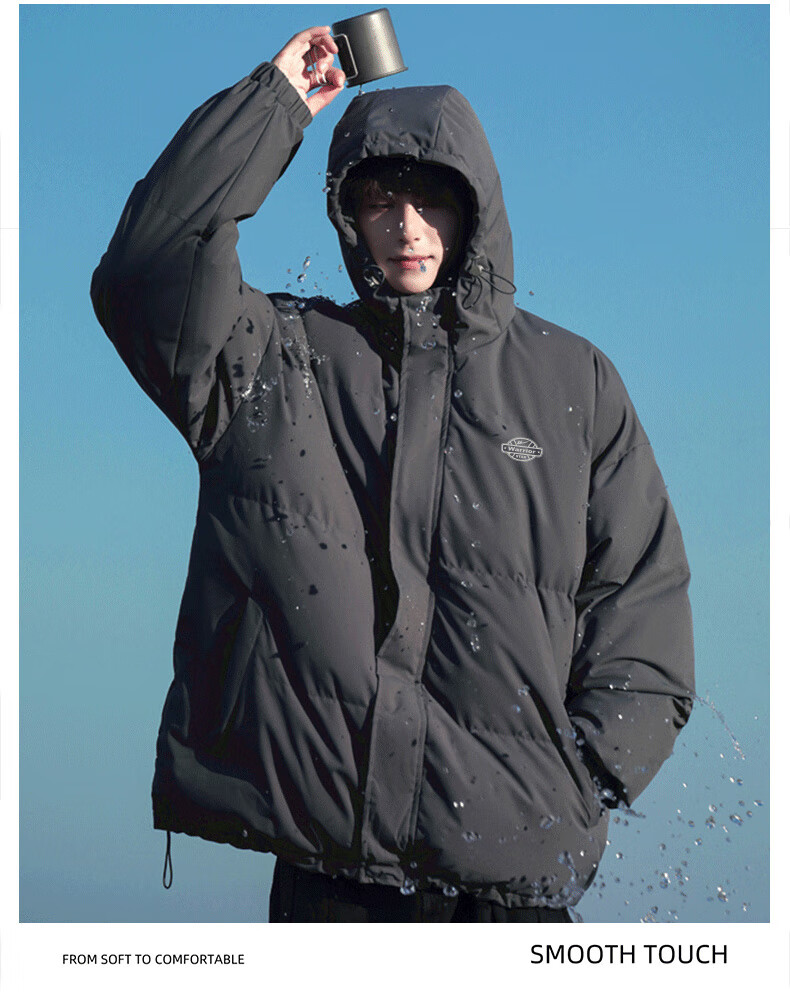 Warrior Men's Winter Hooded Thickened Cotton Jacket Cold-Resistant Warm Cotton Coat New Year Battle Robe Puffer Jacket 22