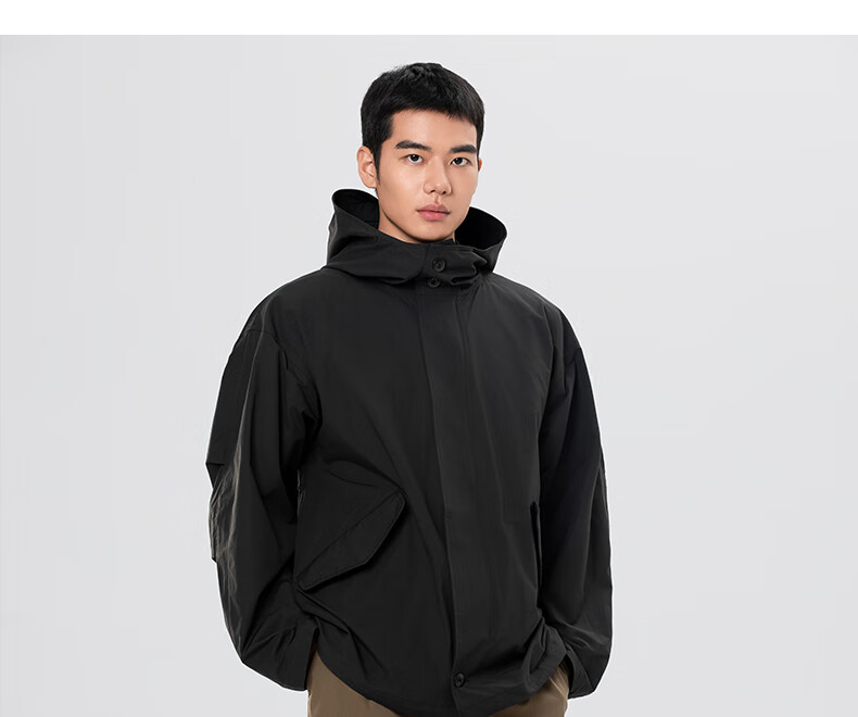 MARKLESS Hooded Windproof Jacket for Men, Cotton, Durable, Crisp Casual Men's Coat 5151 Black M 29