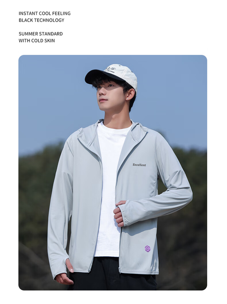 Huili Sun Protection Clothing for Men, Summer Ice Silk Sun Protection Garment for Men And Women, Lightweight Breathable Sunshade Clothing, Skin Coat Jacket, Gray, XL 7