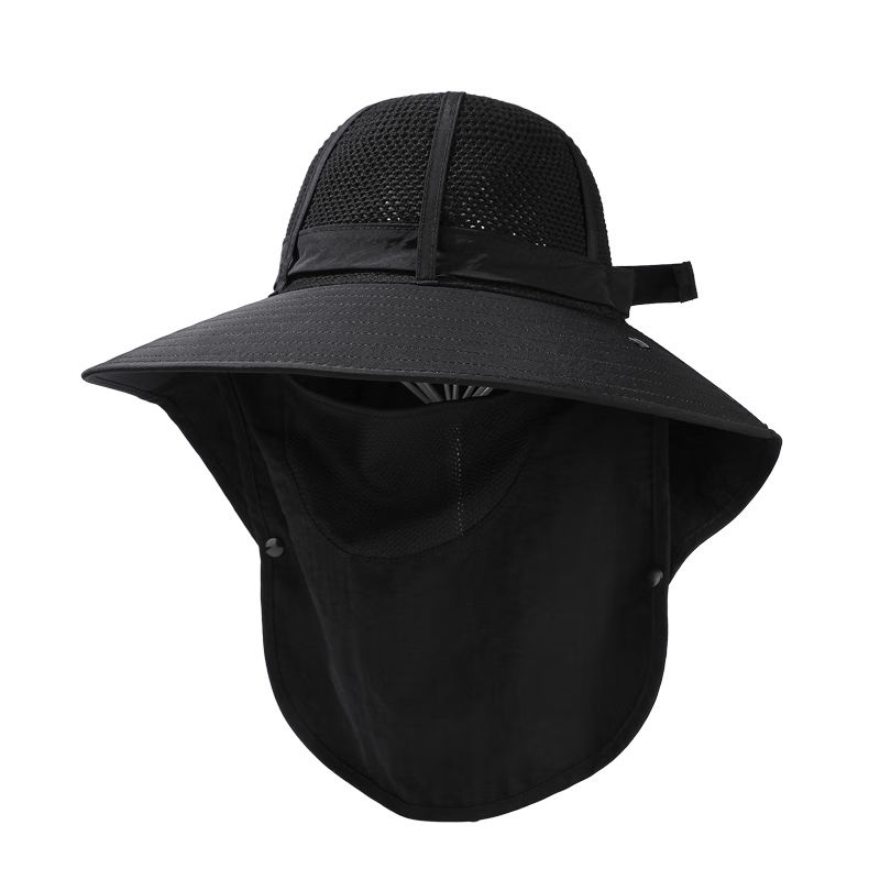 GLO-STORY Men's Summer Outdoor UV Protection Breathable Sunshade Bucket Hat with Ice Silk Face Mask for Women