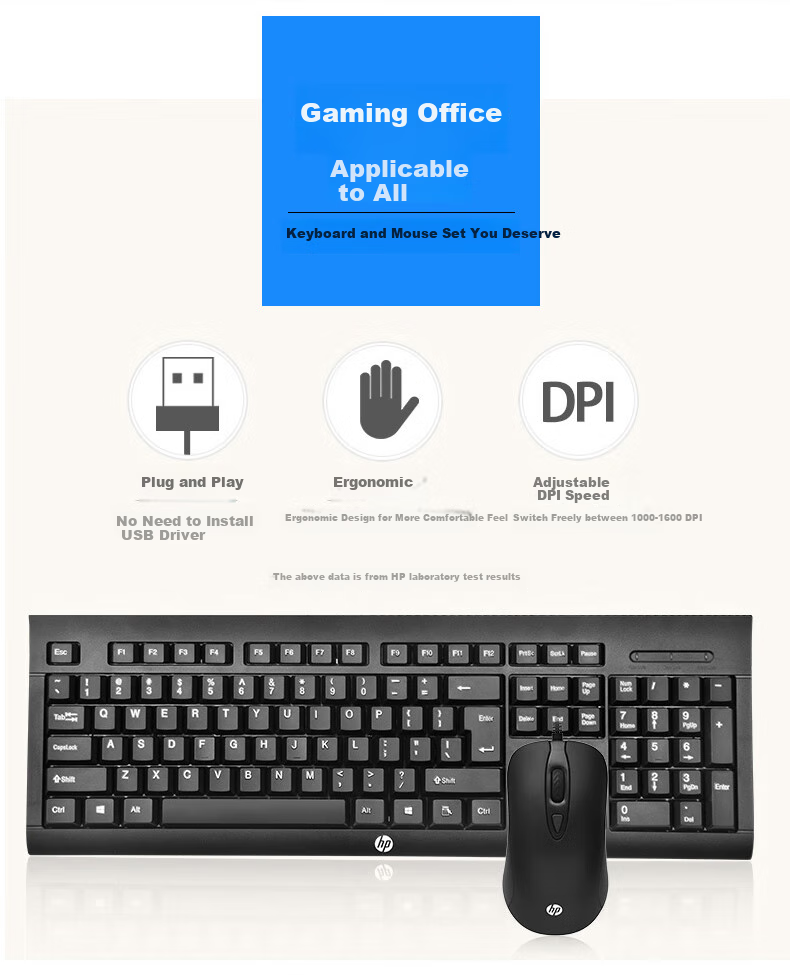 HP Keyboard And Mouse Combo, Mechanical Feel Gaming E-Sports Wired USB Interface, Compatible with Laptops And Desktop Computers, Suitable for Business And Office Use 2