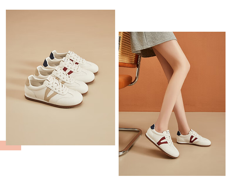 DAPHNE Flat Low-Heel Dexun Shoes for Women, Versatile Lightweight Lace-Up Low-Top Comfortable Sneakers Sports Casual Shoes, Red And Blue Color, Size 37 3