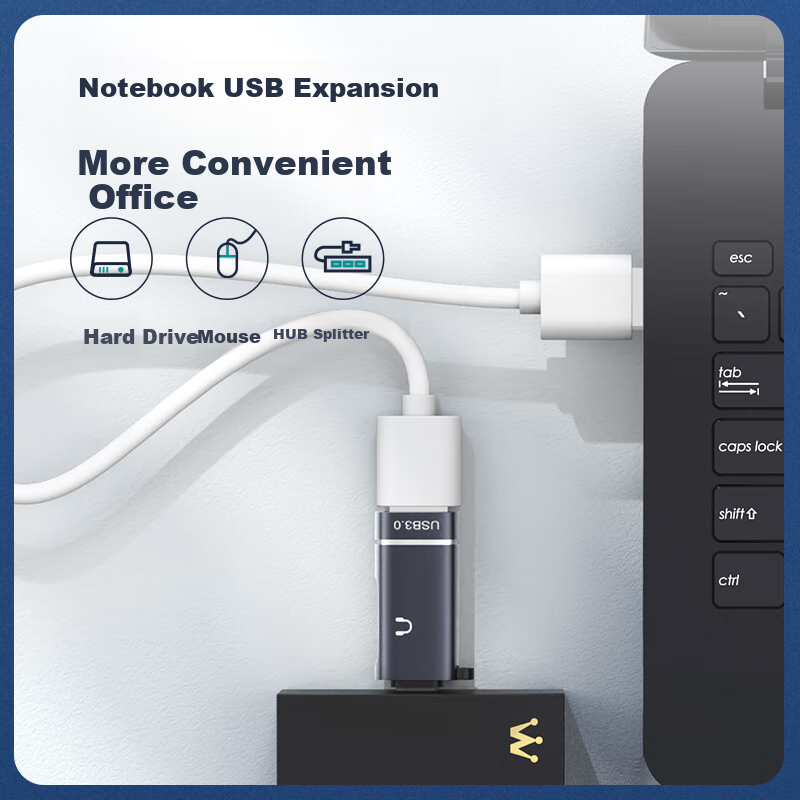 Переходник WANJEED Type-C на USB 3.0, OTG конвертер для Android, Huawei, Xiaomi, планшетов, U-дисков, клавиатур, мышей, автомобильных зарядных устройств, музыкальных плееров, кард-ридеров