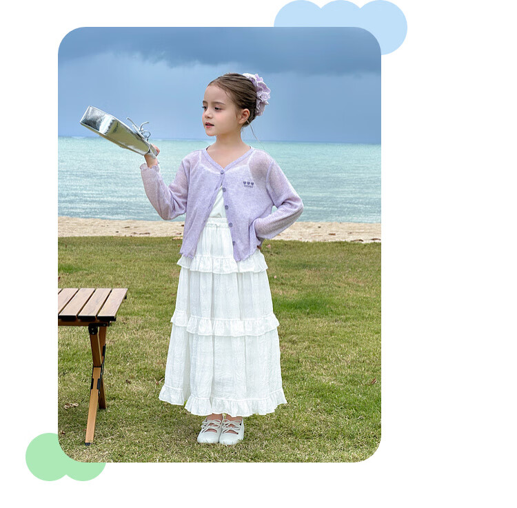 Tutuxiaoxiang Girls' A-Line Skirt, Children's High-Waisted Slimming Skirt, Stylish Puffy Skirt, White, Size 110, Height about 110cm 25