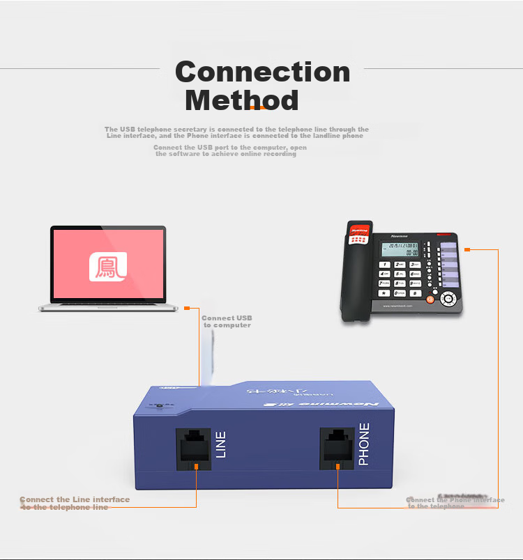 Newmine NM-XMS Single-Line Recording Box, USB Telephone Secretary, Automatic Online Recording And Message Leaving, Customer Service Choice 3