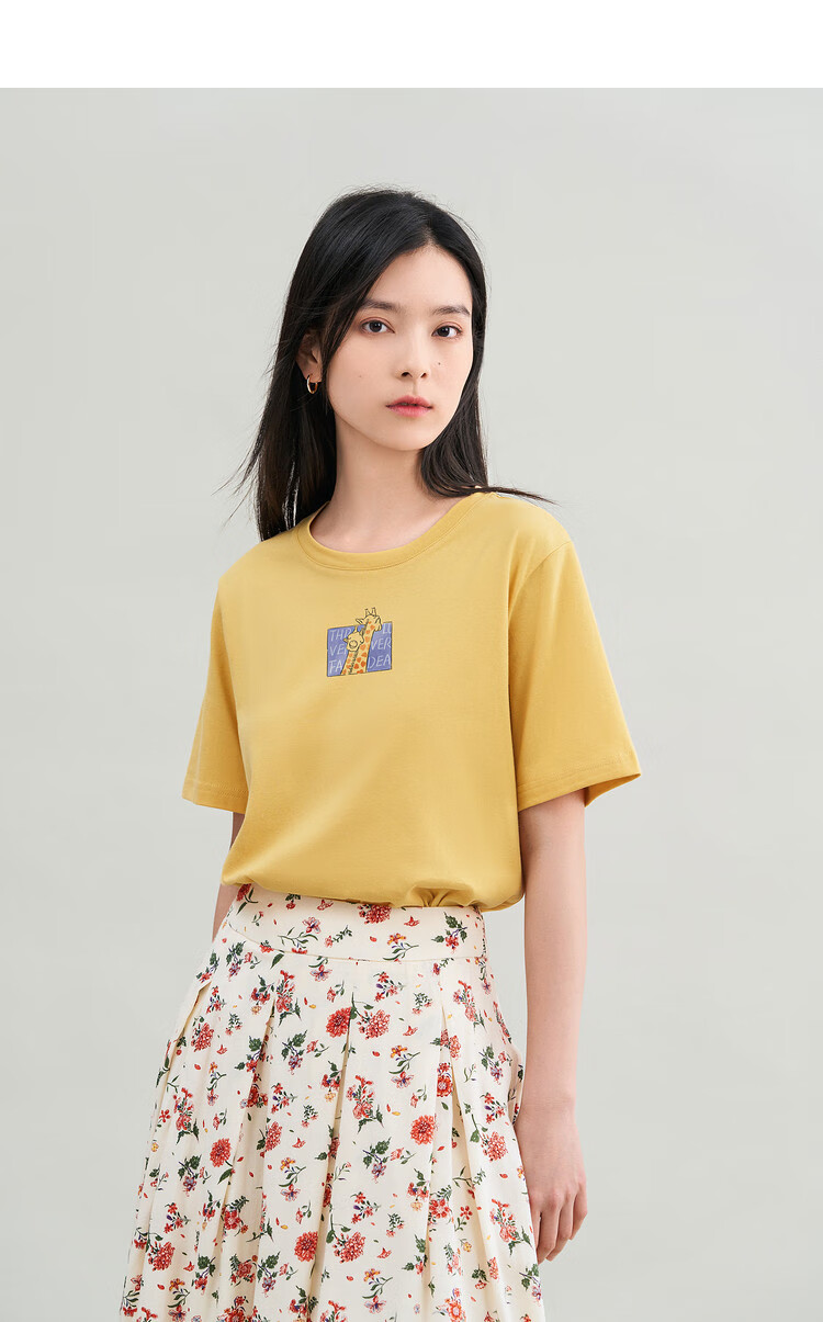 INMAN Women's 2025 Summer Embroidered Comfortable Simple Pullover Loose Fit Cotton Short Sleeve T-Shirt Sakura Pink S 12