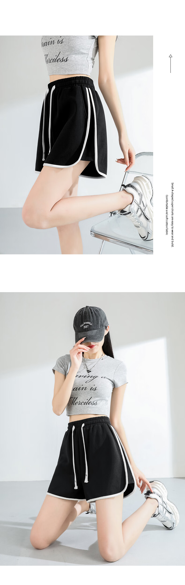 Warrior Color-Block Casual Shorts for Women, Summer 2026 Fashion, Skin-Friendly Comfortable Versatile Loose Athletic Style Drawstring Three-Quarter Pants 13