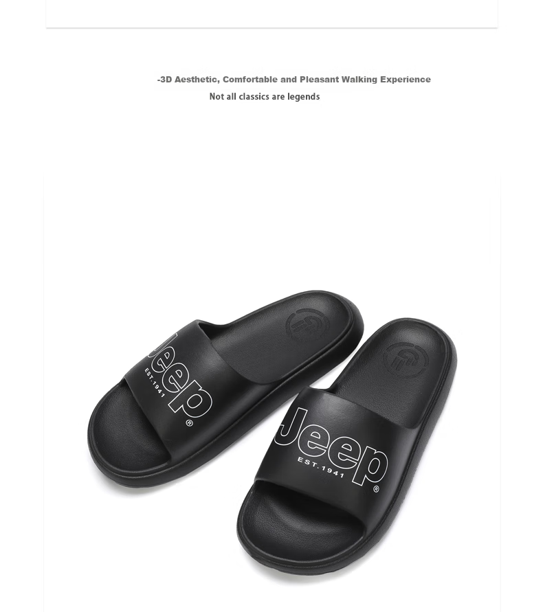 Jeep Casual Slippers for Couples, Trendy Indoor/outdoor Wear, Comfortable Non-Slip Beach Sandals P210MTX048 Black Size 40-41 4
