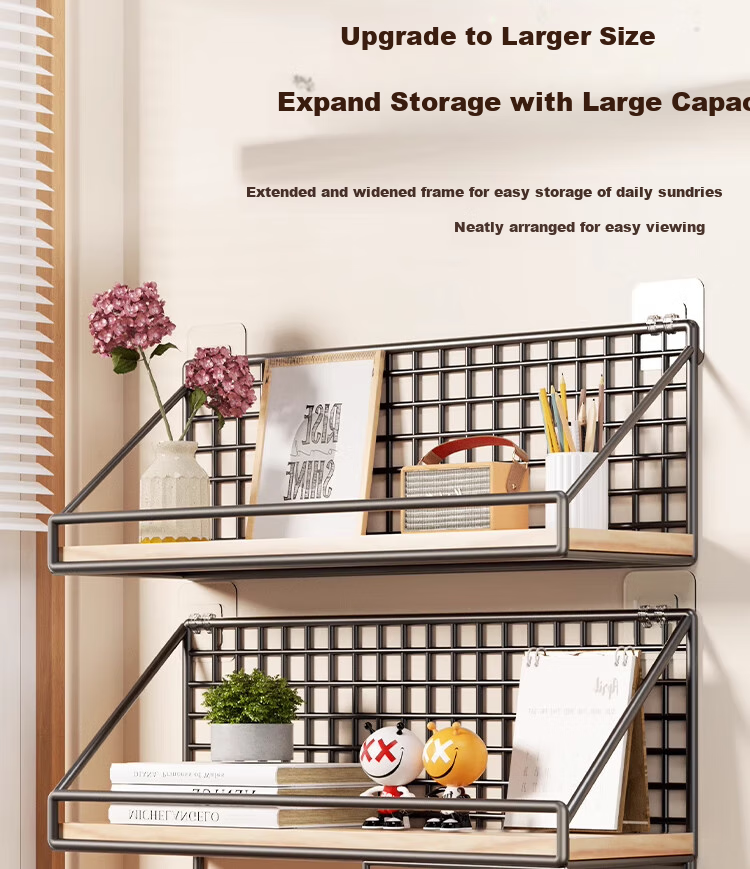 Anerya Wall-Mounted Storage Rack, No Drilling Required, for Living Room Walls And Bedroom Bedside Organization, Wall-Hanging Partition Shelf for Router 4