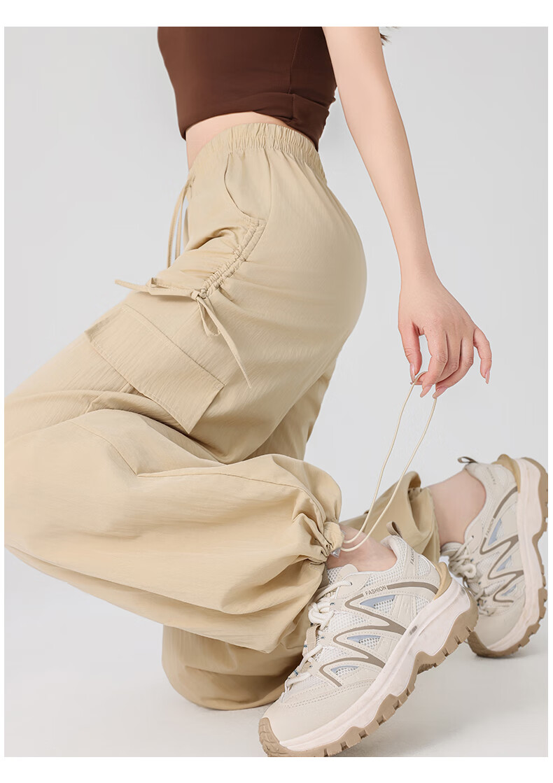 LangSha Women's Cargo Pants with Drawstring for Petite Figures, Lightweight Summer 2025 Butterfly Bow Casual Quick-Dry Trousers Paratrooper Pants 24