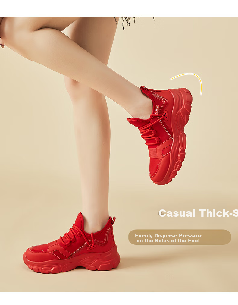 Daphne Women's Sports Casual Shoes Thick Sole Versatile Dad Sneakers Comfortable Low-top Red Size 39 Model 4623101050 6