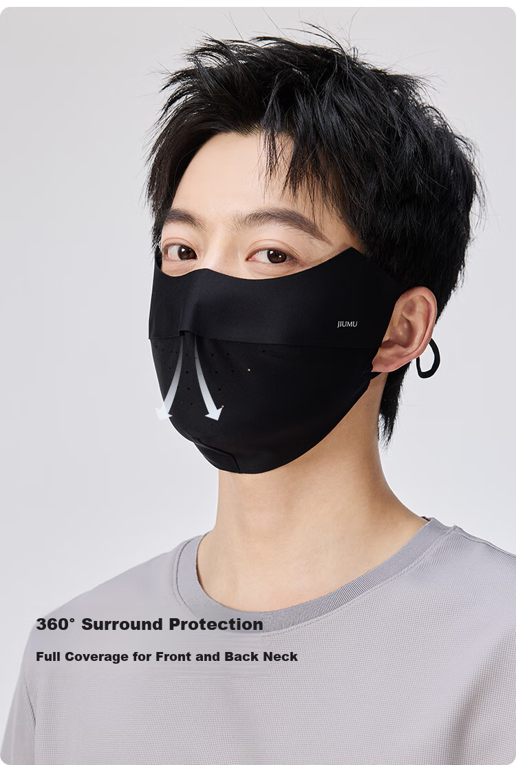JIUMU Ice Silk Sun Protection Face Mask for Men, Summer UV-Resistant Sunshade Cycling Hiking Breathable 3D Full-Face Sunscreen Face Cover 9