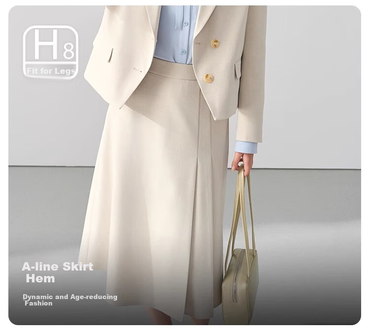 Bodexiaojie Beige Interview Suit Jacket for Women, Professional Commute Formal Wear, Lightweight Office Suit for Petite Figures 11