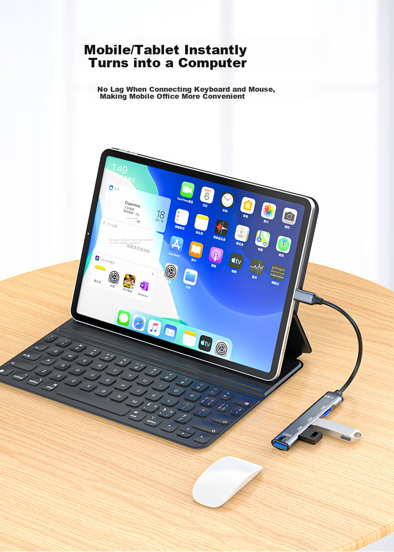 Jinghua Type-C Hub USB3.0 Four-Port Expansion Dock HUB One-To Splitter Computer Laptop Converter IPad Phone Adapter Alloy Black And Gray N803 9