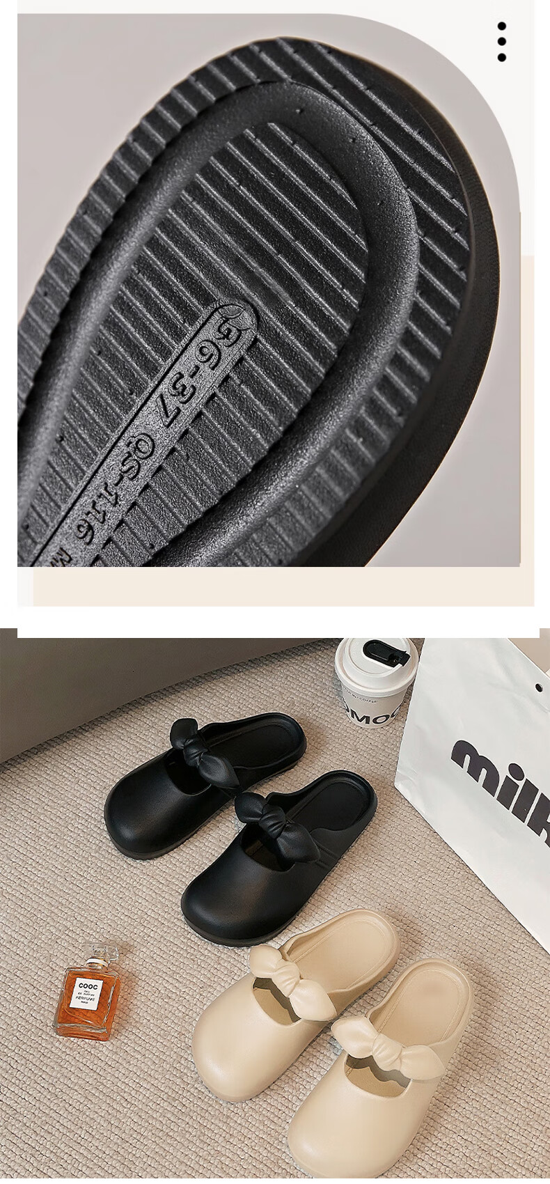FOOTOPPO Bowknot Sandals Women Thick Sole Non-slip Half Slippers Summer Beach Outdoor Thick Slippers 2