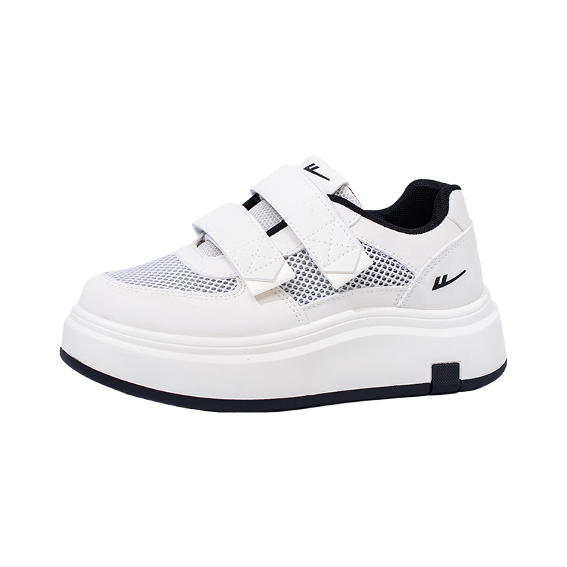 Warrior Women's Breathable Mesh Sneakers Magic Tape White Shoes L451Z Beige/Black Single Mesh Style Size 39