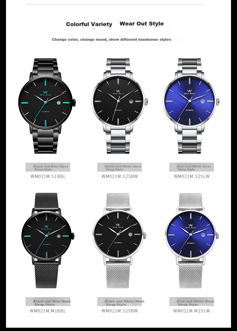 Welly Merck Men's Mechanical Watch, Practical Gift for Students And Teachers on Men's Day 15