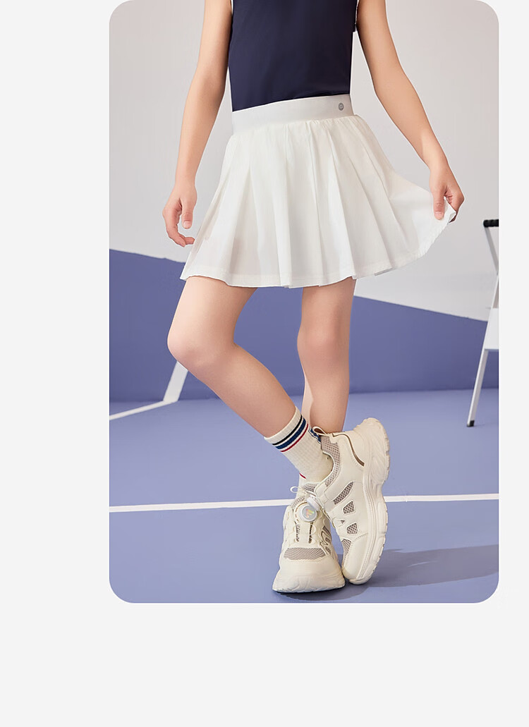 ASK JUNIOR Moisture-Wicking Breathable Children's Skirt, Summer Pleated Skirt Pants with Inner Lining Leggings for Girls, White, Size 170 16