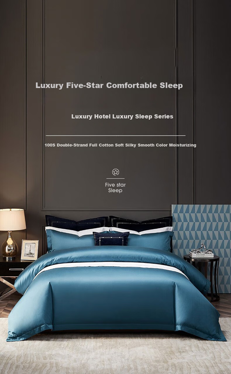 Canasin Hotel Bedding, 100-Thread Count Pure Cotton Four-Piece Set, Xinjiang Long-Staple Cotton Bed Sheet And Duvet Cover, Bedding for 1.5m Bed 1
