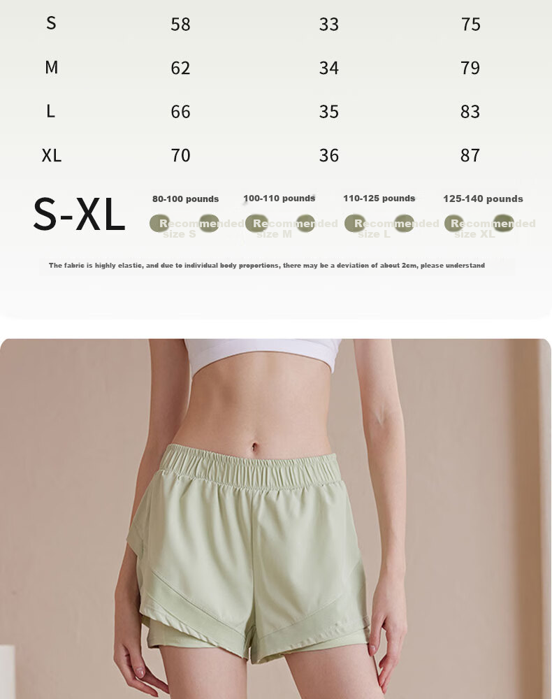 XUEXIMAN Yoga Shorts for Women, Faux Two-Piece Sports Shorts, High-Waisted, Anti-Chafing, for Running, Training, Fitness, Marathon Shorts, Summer 10