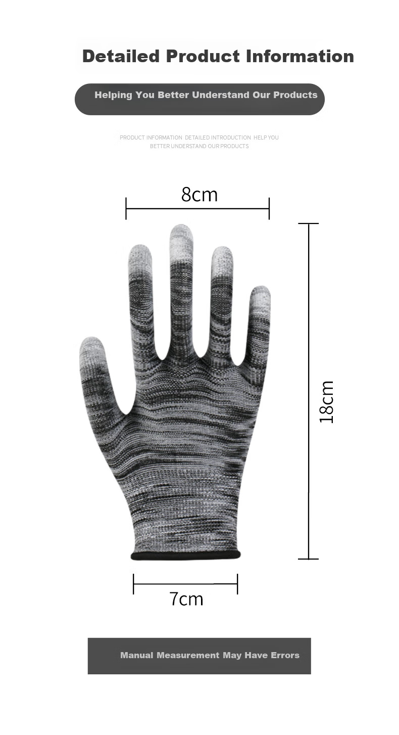 Maozheng Dipped Work Gloves, 10 Pairs, Carbon Fiber Coated Finger Anti-Static Non-Slip Lightweight Breathable for Work, Thin Style 9# 9
