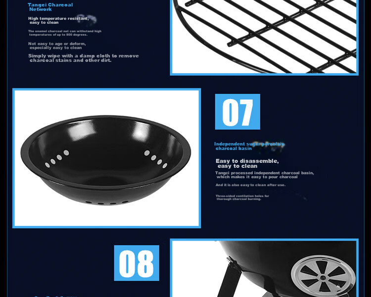 E-Rover Barbecue Grill, Outdoor Portable Large Charcoal Grill for Car And Home Use, High Capacity Barbecue Stove with 46cm Diameter 18