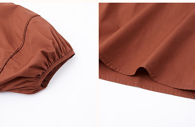 Demana [Klein Blue] Summer French Style Pure Cotton Gathered Loose Waist Puff Sleeve A-line Mid-length Women's Dress 12