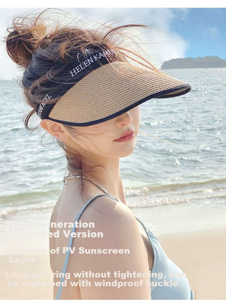 GRGN Sun Protection Hat for Women, Summer UV-Resistant Visor Cap, Outdoor Sun Hat with Brim 1