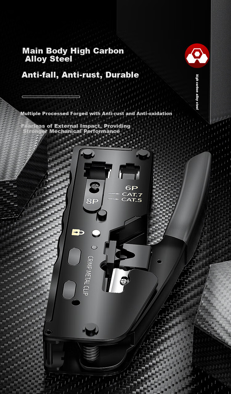 AMPCOM Flagship AMPCOM Category 7 Cable Crimper, Through-Penetrating Swallow-Tail Clip, Cat5e/6/7 Shielded RJ45 Connector Crimping Pliers, 4-In Wire Stripper/cutter/breaker AR728YE 10