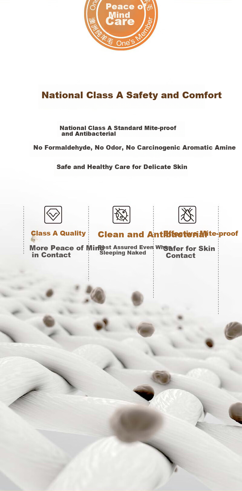 One's Member, 100% Australian Imported Pure Wool Comforter, Class A Cashmere, Antibacterial Spring Autumn All-Season Duvet Insert, 200*230cm 8