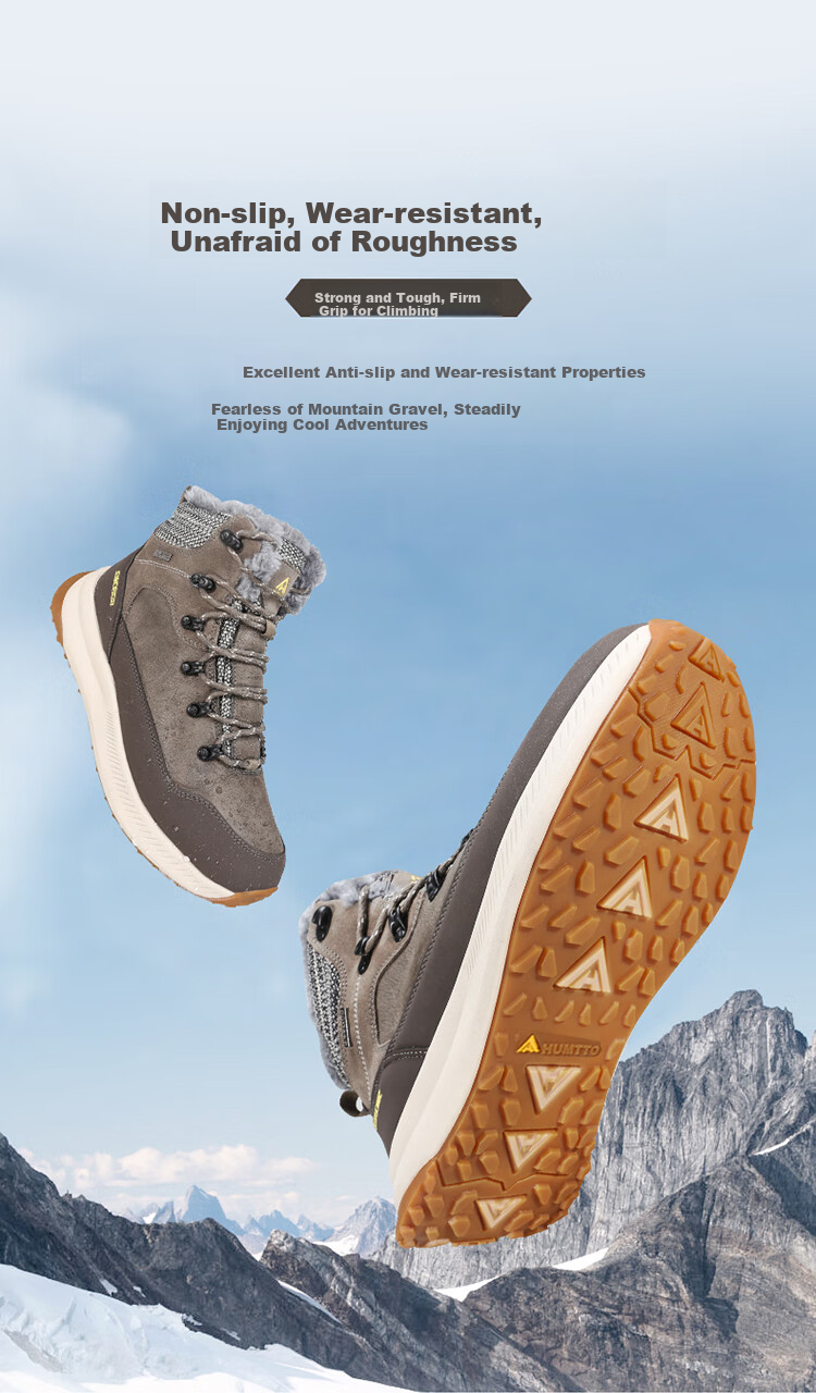 HUMTTO Winter Cold-Resistant Warm Snow Boots New Style Comfortable Outdoor Warm Cotton Shoes for Men And Women, Khaki Men's Size 40 2