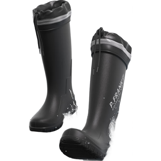 Paul Frank Tall Rain Boots, Stylish Waterproof Shoes, Outdoor Rain Boots, Wear-Resistant Fishing Boots, Elastic Ankle Cuffs, Size 41 Runs Large