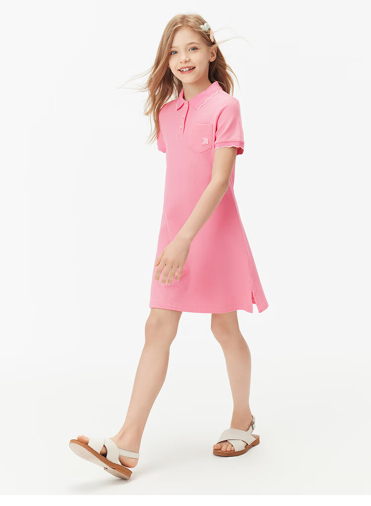 Navigare Girls' Dress, Children's Summer Thin Cool Sports Polo Dress, Casual Moment, Cherry Blossom Pink, Size 140 7
