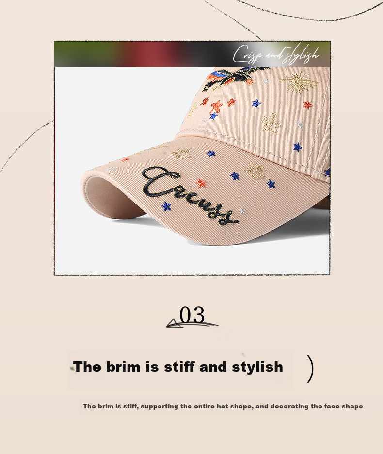 CACUSS Baseball Cap for Women, All-Season Visor Hat, Outdoor Sun Protection Hat, Korean Style Versatile Casual Cap, Khaki 7