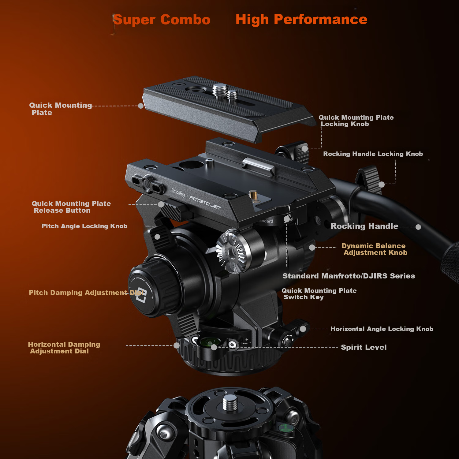 SmallRig X POTATO Jet Tribex Carbon Fiber Tripod, One-Touch Full-Open Professional Photography Tripod, Camera Shooting Hydraulic Arm Head, Camera Support Stand 15