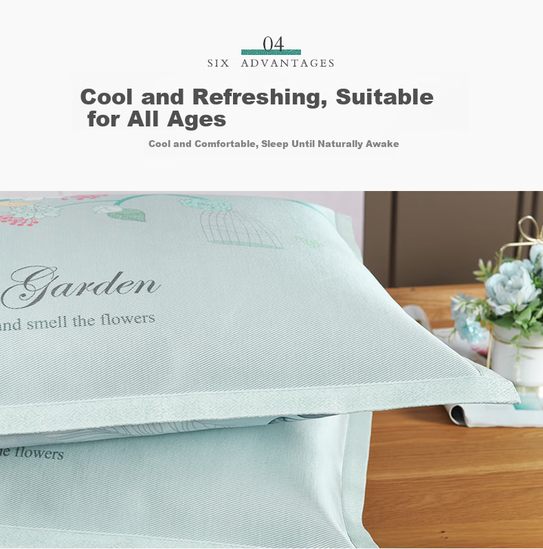 Hengyuanxiang Ice Silk Rattan Pillowcase, Summer Cooling Mat Pillowcase, Double Pillow Cover, Set of Two 10