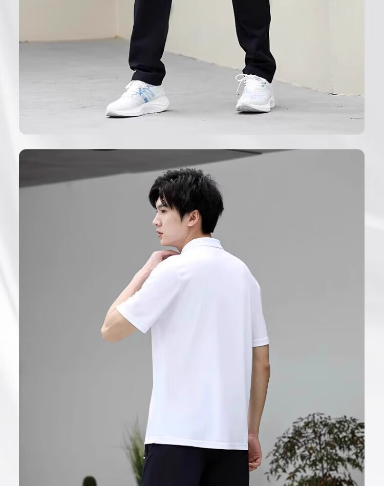 LI-NING Men's Sports Polo Set Quick-Dry Short Sleeve and Long Pants Two-Piece New Ice Silk Loose Casual Top and Pants 21