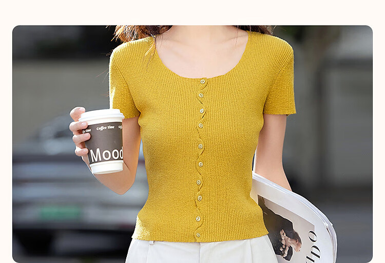 Dme [One Touch Melts The Heart] Spring And Autumn Ice Silk Cardigan, Square And Round Neck Sweater, Short Style Wavy Twist Flower Knitted Sweater, Women's Top 4