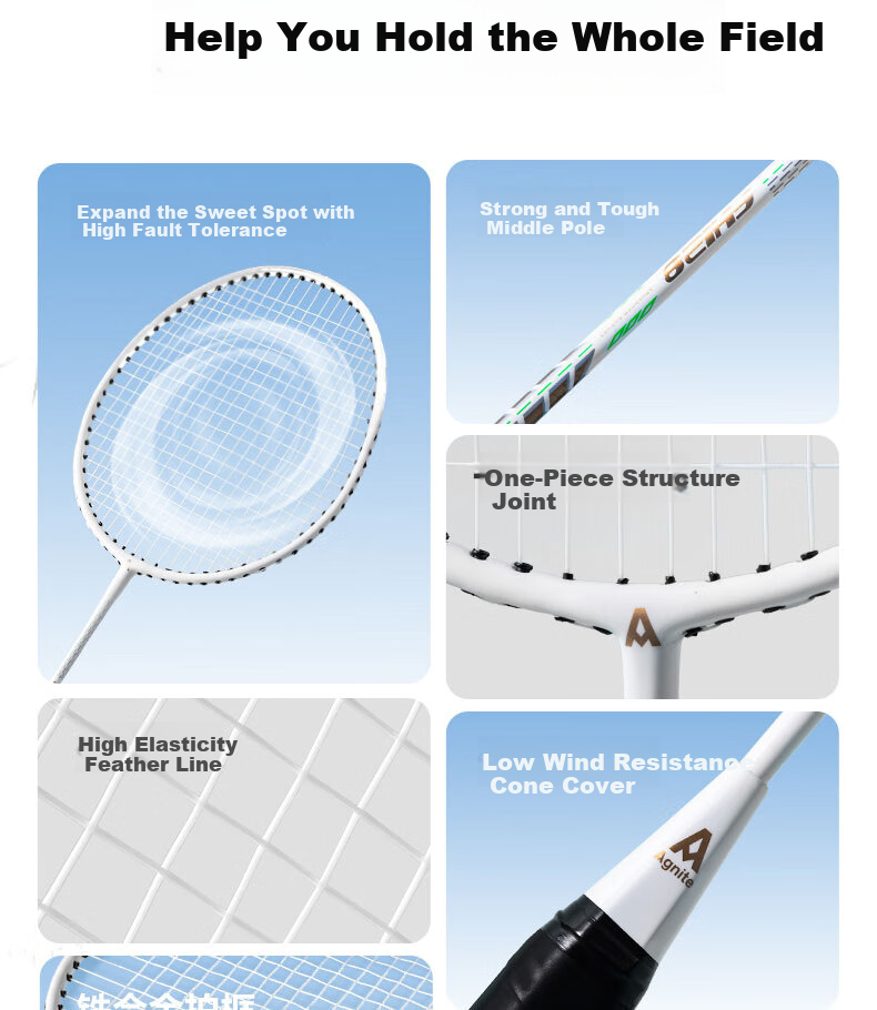 Deli & Angenite Integrated Durable Badminton Racket Set for Youth And Adults Training And Competition, Super Package - Lingshou 2